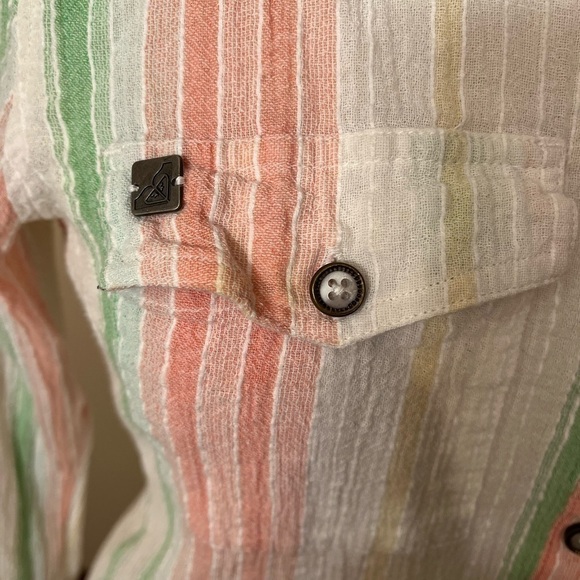 ROXY Pastel Striped Button Down Shirt Sz S - Picture 2 of 6